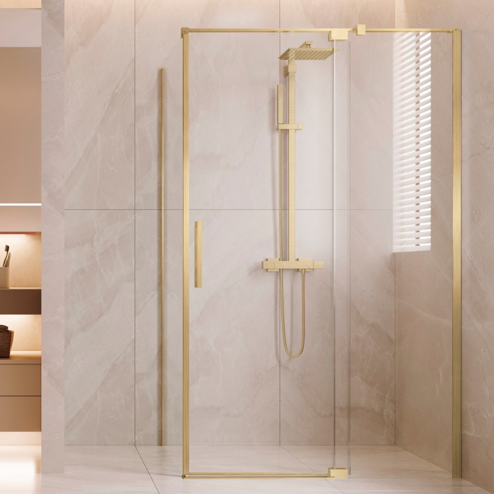 Душевой уголок Экстенза (Extenza) VSR-4EX101110CLG, 1000/1100*1000, брашированное золото, стекло прозрачное
