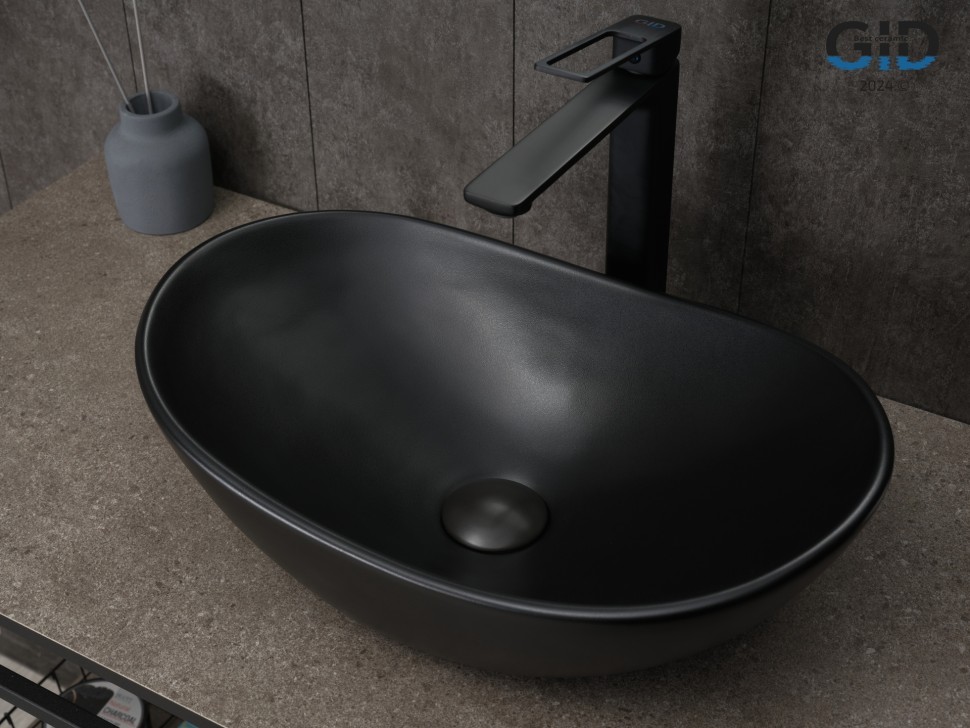 Раковина Gid Bm9133 53352 накладная черная матовая 48x30.5x14.5