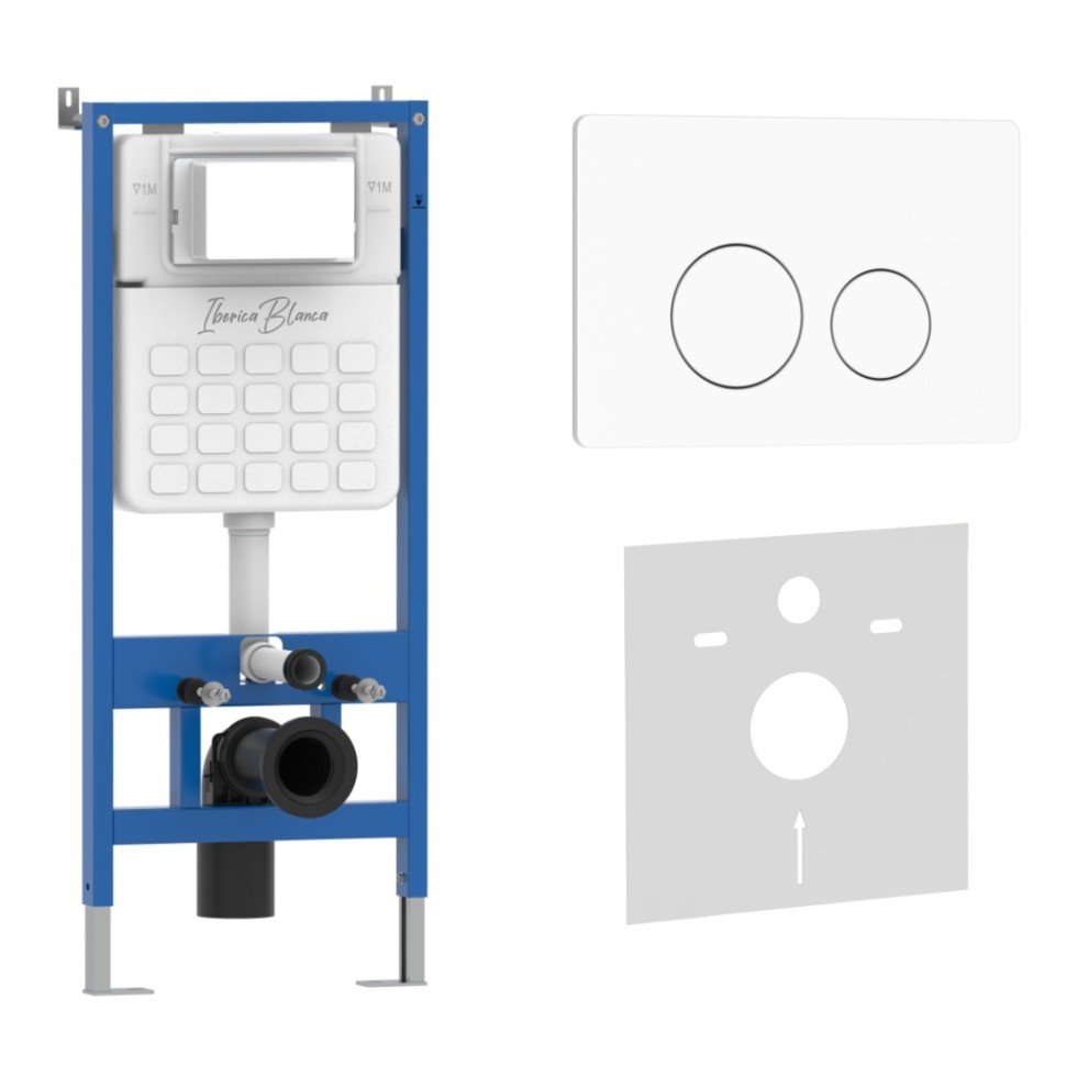 Комплект 2в1 IBERICA BLANCA инсталляция SILENCIO, кнопка смыва INOX-O белый матовый (IB001.811)