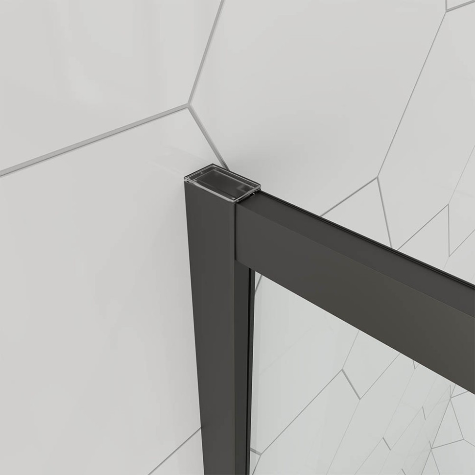 Душевой угол Veconi Ottimo P10 B, 900x900x1900, черный матовый, стекло тонированное матовое