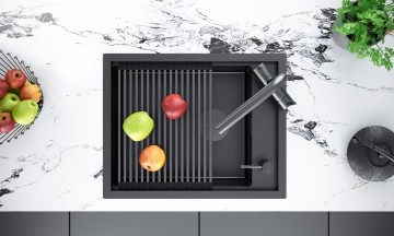 Мойка нерж. сталь SHELF 58 UNI, PM725846-GM, вороненая сталь, 580х460мм, Paulmark