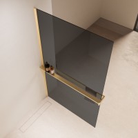 Душевая перегородка Walk-In VSW-1HR110CGG, 1100*2000, матовый золотой, стекло тонированное