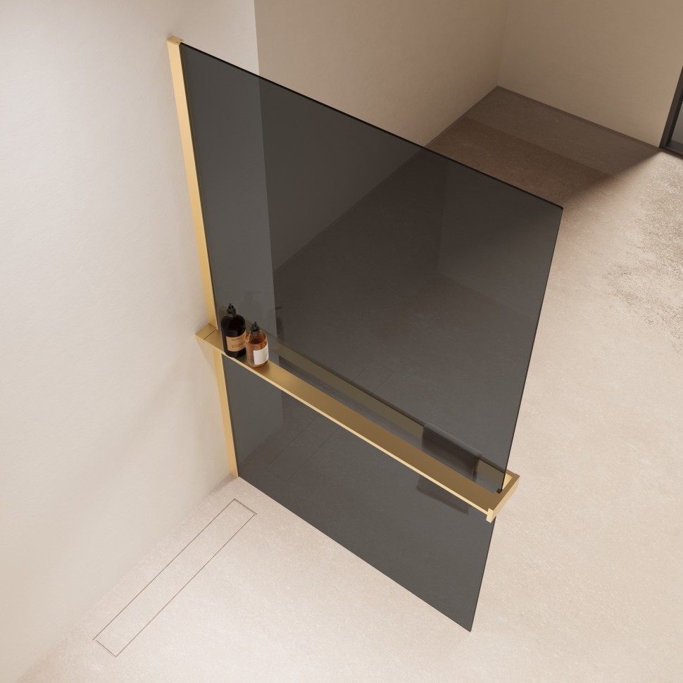 Душевая перегородка Walk-In VSW-1HR110CGG, 1100*2000, матовый золотой, стекло тонированное