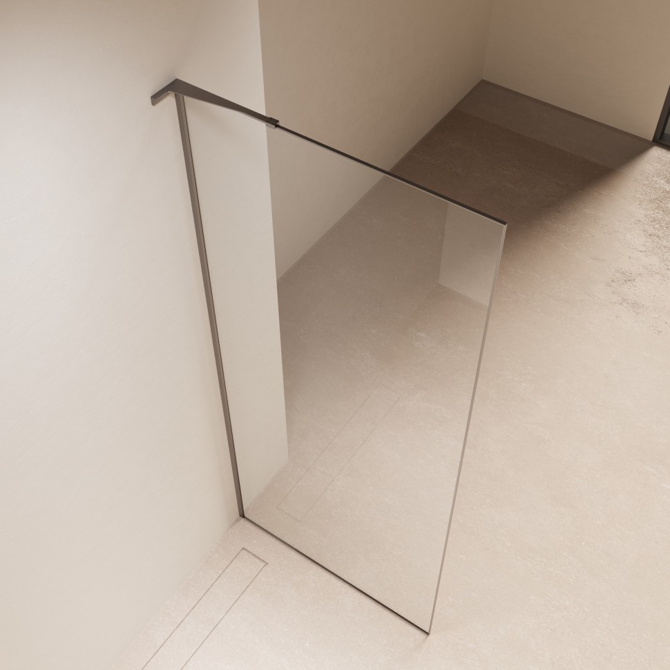 Душевая перегородка Волк-Ин (Walk-In) VSWL-7HS100CLGM, 1000*2000, вороненая сталь, стекло прозрачное,
