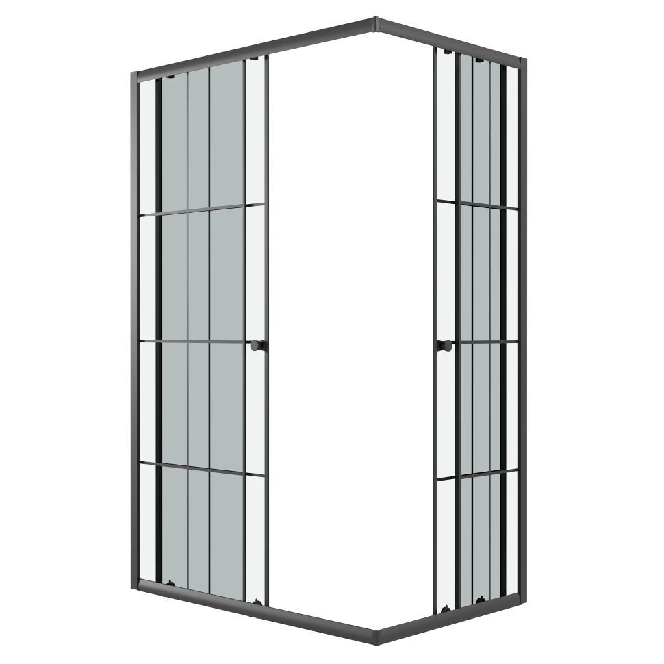 Душевое ограждение Niagara Eco NG-1012-14QKL (120х80х190) прямоугольник,черный,раздвижное,стекло клетка,1 место