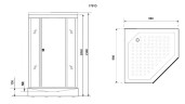Душевая кабина Niagara Luxe NG-7701DG (90x90х210) низкий поддон(15см),дверь распашная,стенки золото,3 места