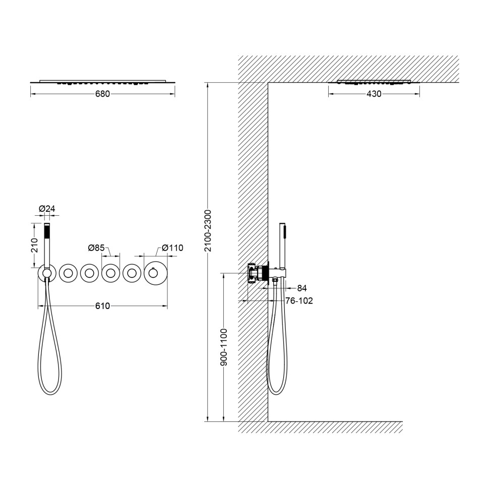 Душевая система встроенная с термостатом Timo Saona SX-2319/17SM золото матовое