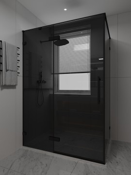 Душевой угол распашной Veconi Premium Alassio SP BB, 1500х1000x2000, черный матовый, стекло черное