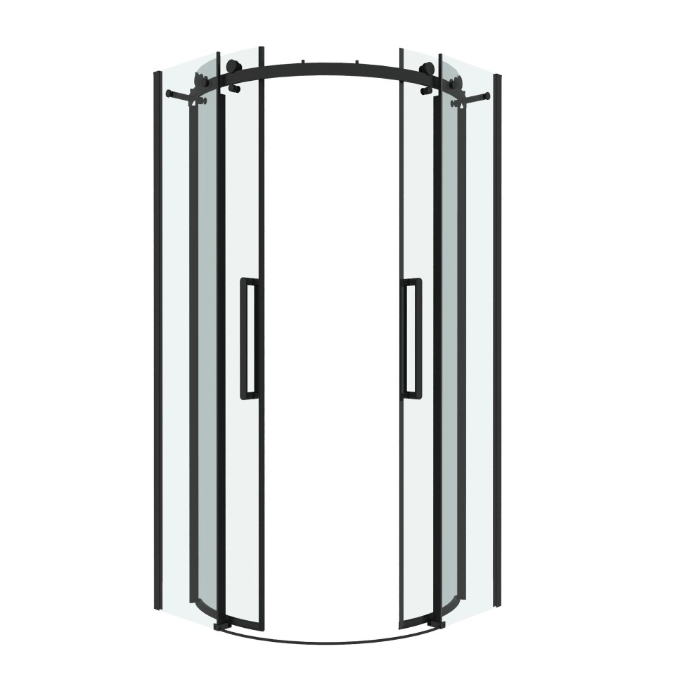 Душевое ограждение Grossman Classic 301.K33.04.1010.21.00 (100х100х195) четверть круга,раздвижная,черный матовый,стекло прозрачное, 1 место