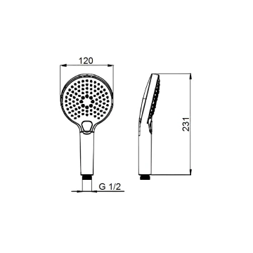 AQM8510GM Ручной душ, O120 мм, 3 режима, металл