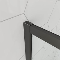 Душевой угол Veconi Ottimo P10 B, 1000x1000x1900, черный матовый, стекло тонированное матовое
