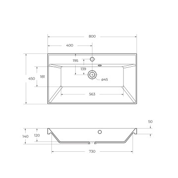 Раковина из искусственного камня BelBagno BB800/450-LV-ART-AST-NERO