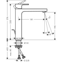 Смеситель для раковины Hansgrohe Vernis Shape со сливной гарнитурой 71562000, хром