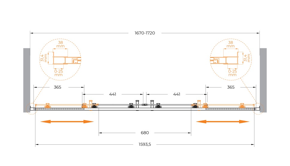 Душевая дверь CEZARES MOLVENO-BF-2-170-P-Cr