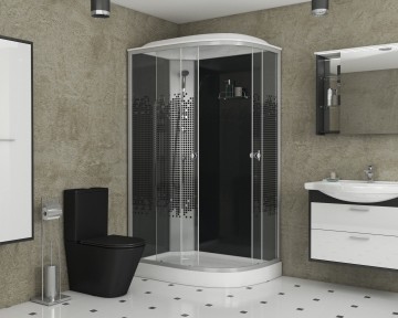 Душевая кабина Niagara Eco NG-4512-14L BLACK (120х80х215) низкий поддон(13см),стекло мозаика,3 места