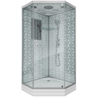 Душевая кабина Niagara Luxe NG-7701DW (90x90х210) низкий поддон(15см),дверь распашная,стенки серебро,3 места