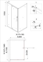 Душевое ограждение Niagara Nova NG-63-11A-A80 (110х80х195) прямоугольник,хром,двери распашные,стекло прозрачное,2 места