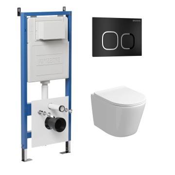 Комплект 3 в 1: Grossman инсталляция 900.K31.01.000+клавиша 700.K31.02.210.210 черный матовый+унитаз GR-4477SQ, 3 места