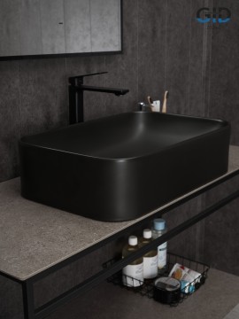Раковина Gid Bm9599 53366 накладная черная матовая 61x38x15