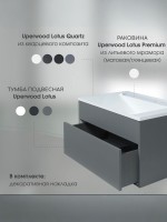 Раковина для ванной кварцевая Uperwood Lotus Quartz 80х50х13 см, серая матовая, бетон