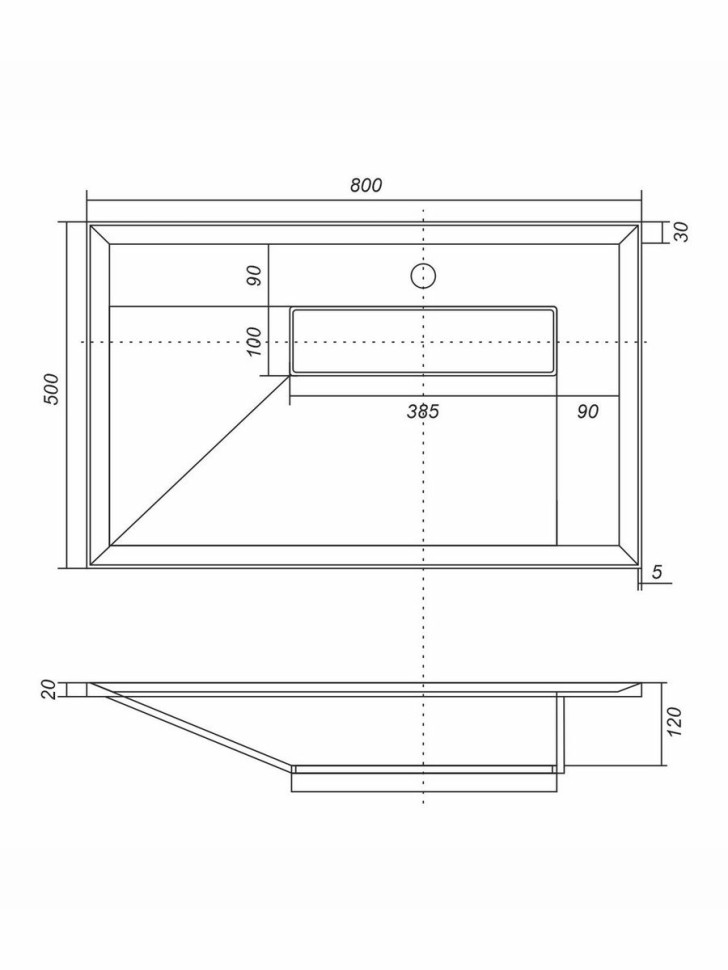 Раковина для ванной кварцевая Uperwood Lotus Quartz 80х50х13 см, серая матовая, бетон