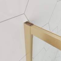 Душевой угол Veconi Ottimo P10 G, 800x800x1900, золото брашинг, стекло тонированное матовое