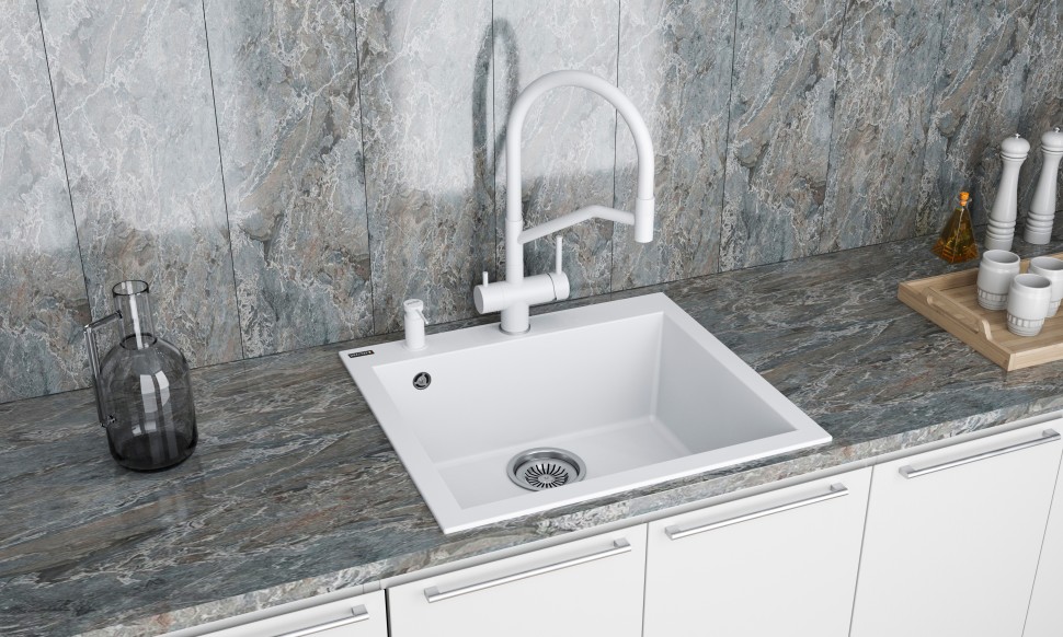 Мойка DEFINI 56, ULTRAGRANIT, PM835650-WH, WHITE, 560х500 мм, Paulmark
