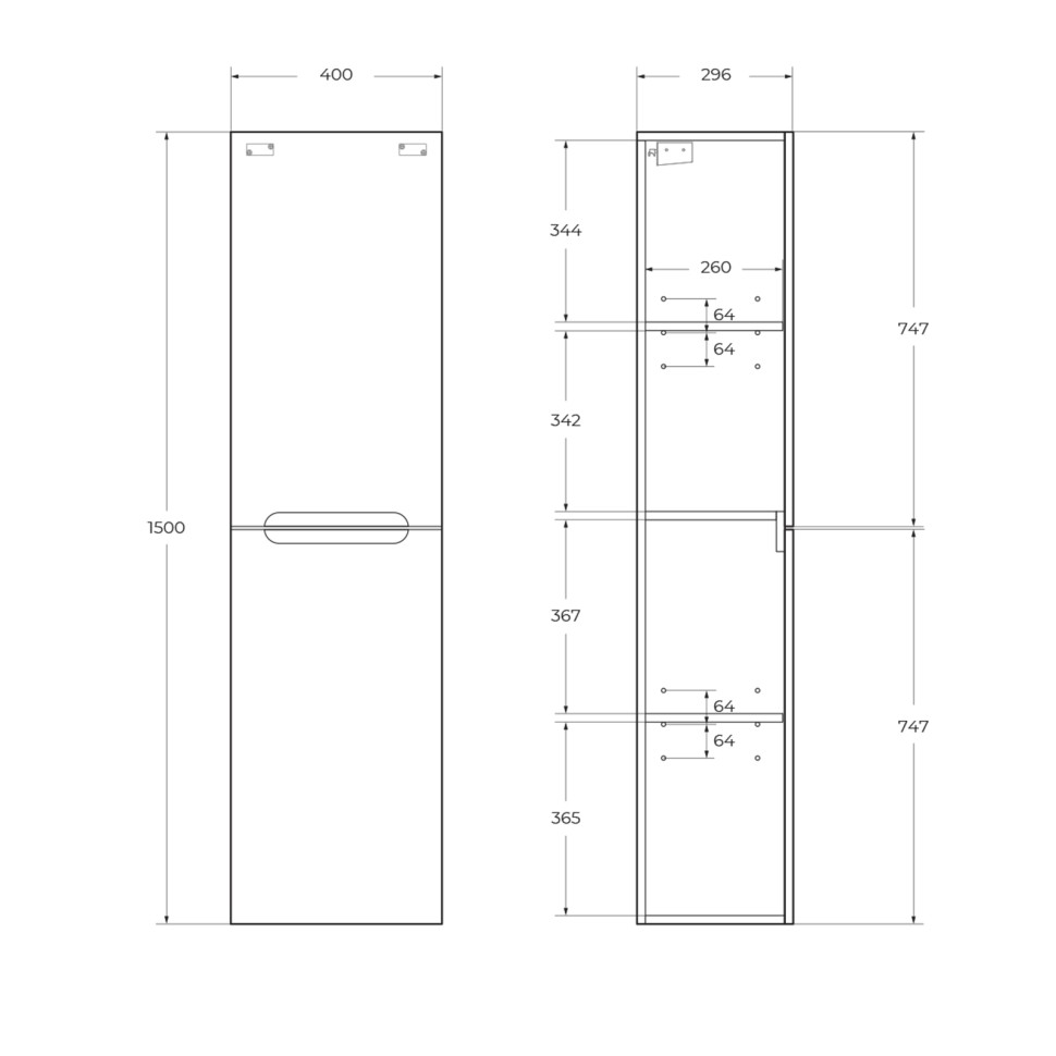 Шкаф подвесной BelBagno ETNA-1500-2A-SC-RN-P-L Rovere Nature