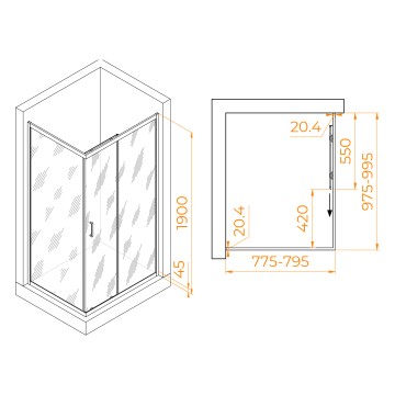 Душевой уголок RGW PA-245Gb 800x1000 (410824580-256)