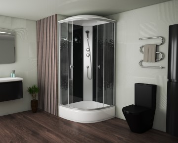 Душевая кабина Niagara Eco NG-3504-14BLACK (90х90х215) средний поддон(26см),стекло мозаика,4 места