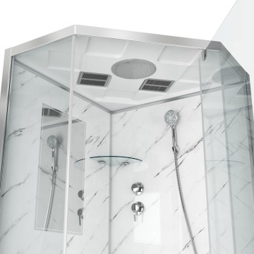 Душевая кабина Niagara Luxe NG-7701DM (90x90х210) низкий поддон(15см),дверь распашная,стенки мрамор,3 места