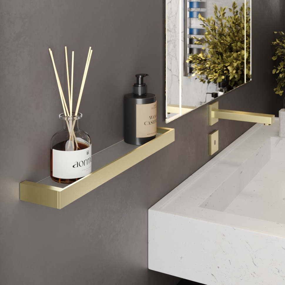 Полка в ванную стеклянная Timo Petruma 15272/17 золото матовое