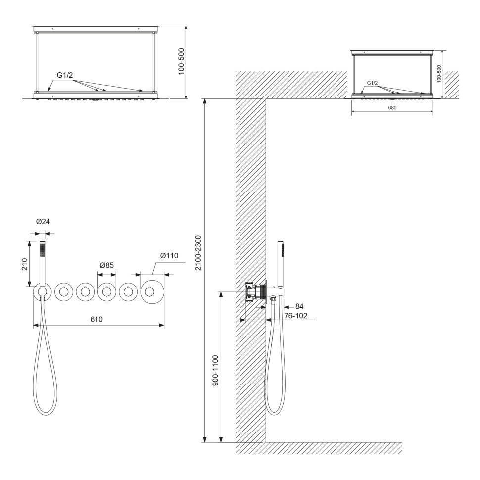 Душевая система встроенная с термостатом Timo Saona SX-2319/19SM розовое золото