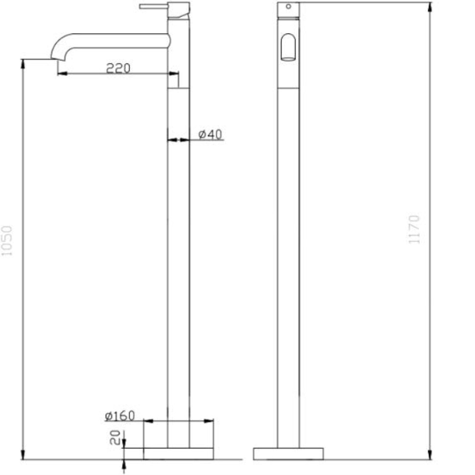 Смеситель ABBER Wasser Kreis AF8140B напольный для раковины, черный матовый