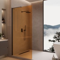 Душевая перегородка Волк-Ин (Walk-In) VLSW-1H900GSB, 900*2000, черный, стекло янтарь
