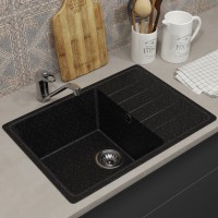 Кухонная мойка из искусственного камня Uperwood ECON UPD-506-004, прямоугольная, черная матовая