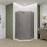 Душевой угол Veconi Ottimo P10 G, 900x900x1900, золото брашинг, стекло тонированное матовое