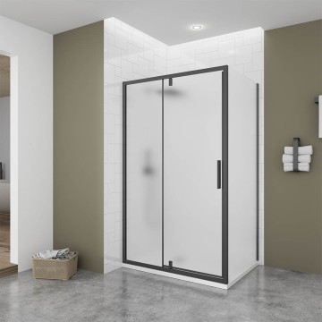 Душевой угол Veconi Ottimo P20SP B, 1200х700х1900 черный матовый, стекло матовое