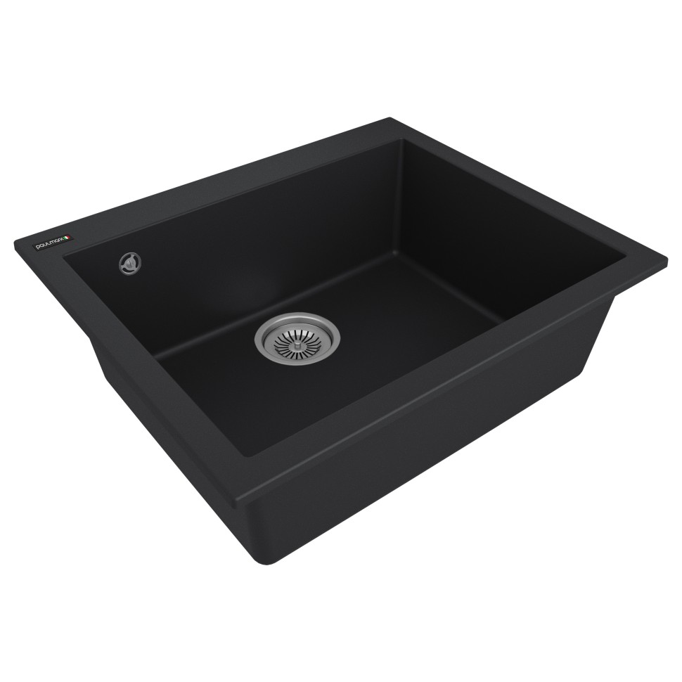 Мойка DEFINI 60, ULTRAGRANIT, PM836051-BLM, BLACK, 600х510 мм, Paulmark