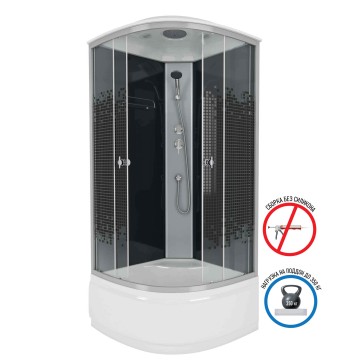 Душевая кабина Niagara Eco NG-7507-14BLACK (80х80х215) высокий поддон(40см),стекло мозаика,4 места