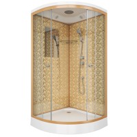 Душевая кабина Niagara Luxe NG-7701G (90x90х210) низкий поддон(15см),дверь раздвижная,стенки золото,3 места