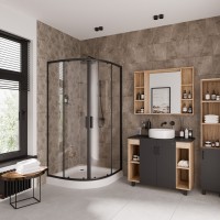 Душевое ограждение Niagara Nova NG-6806-08ВLACK (90х90х195) четверть круга,черный,двери раздвижные,стекло прозрачное,1 место