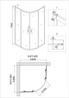 Душевое ограждение Niagara Nova NG-6806-08ВLACK (90х90х195) четверть круга,черный,двери раздвижные,стекло прозрачное,1 место