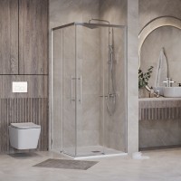 Душевое ограждение Niagara Nova NG-6630-34 (100х100х195) квадрат,хром,двери раздвижные,стекло прозрачное,1 место
