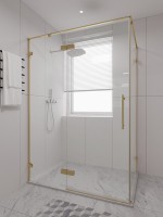 Душевой угол распашной Veconi Premium Alassio SP G, 1200х900x2000, брашированное золото, стекло прозрачное осветленное