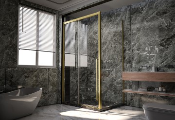 Боковая панель Veconi Premium Trento SP-30G, 1000х2000 брашированное золото, стекло прозрачное