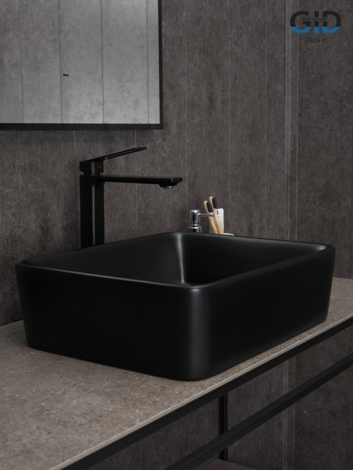 Раковина Gid Bm9103 53374 накладная черная матовая 48x37x13
