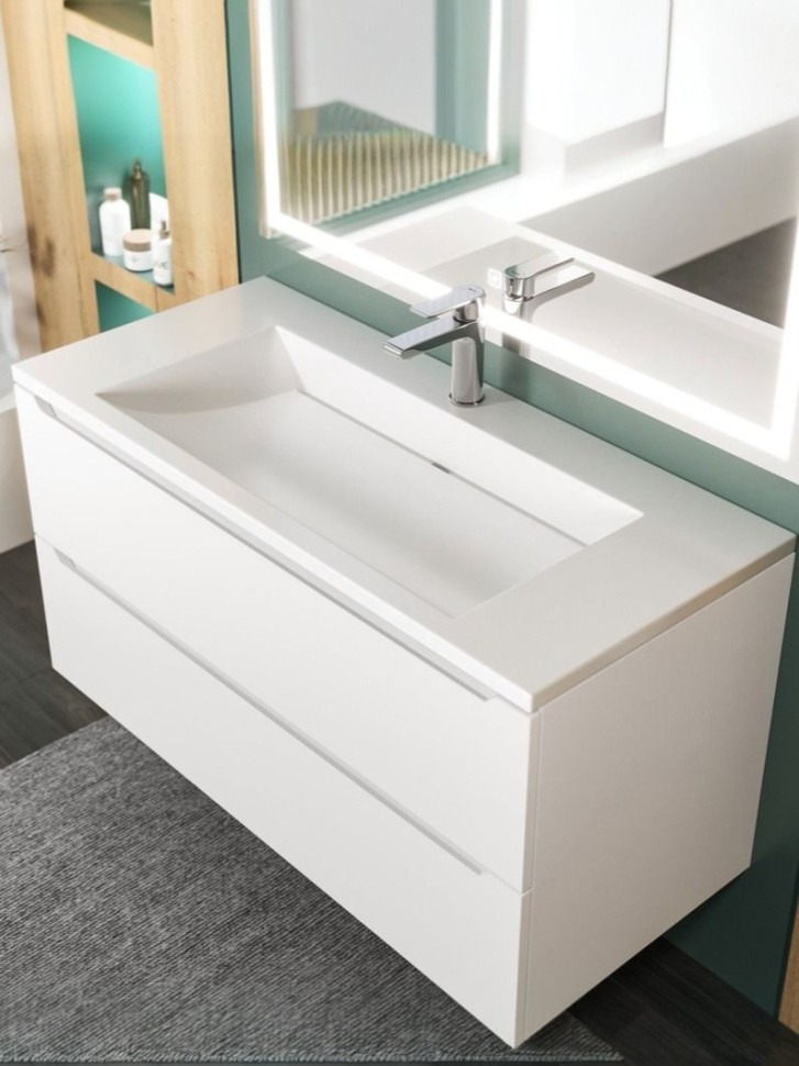 Раковина для ванной Uperwood Infinity 80 см, без отверстия для смесителя, белая глянцевая