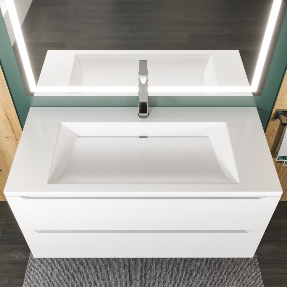 Раковина для ванной Uperwood Infinity 80 см, без отверстия для смесителя, белая глянцевая