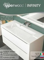 Раковина для ванной Uperwood Infinity 80 см, без отверстия для смесителя, белая глянцевая